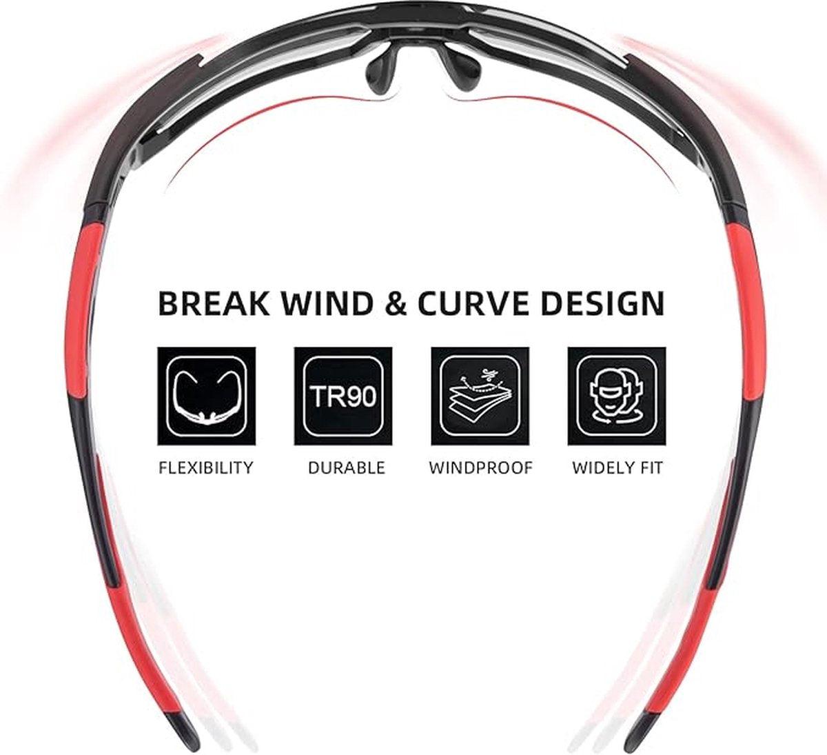 Falkann Horizon Fietsbril - Sportbril met Gepolariseerde Lens - Zwart/Rood - FALKANN