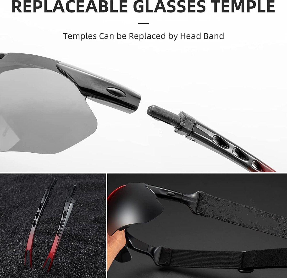 Falkann Basics Fietsbril Set - Sportbril met 5 Verwisselbare Lenzen Inclusief Gepolariseerde Lens - Rood - FALKANN