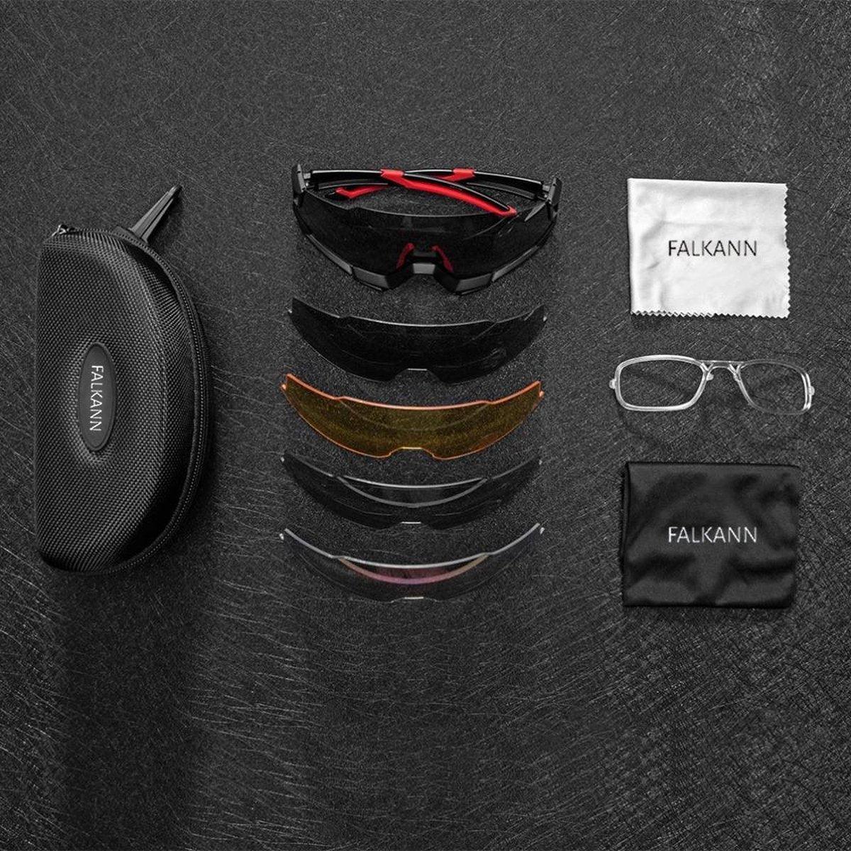 Falkann Rush Fietsbril Set - Sportbril met 5 Verwisselbare Lenzen Inclusief Gepolariseerde Lens - Lime - FALKANN