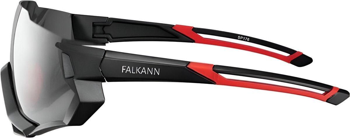 Falkann Rush Fietsbril Set - Sportbril met 5 Verwisselbare Lenzen Inclusief Gepolariseerde Lens - Zwart/Rood - FALKANN