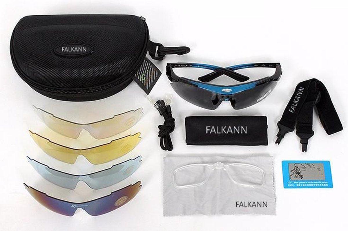 Falkann Basics Fietsbril Set - Sportbril met 5 Verwisselbare Lenzen Inclusief Gepolariseerde Lens - Zwart - FALKANN