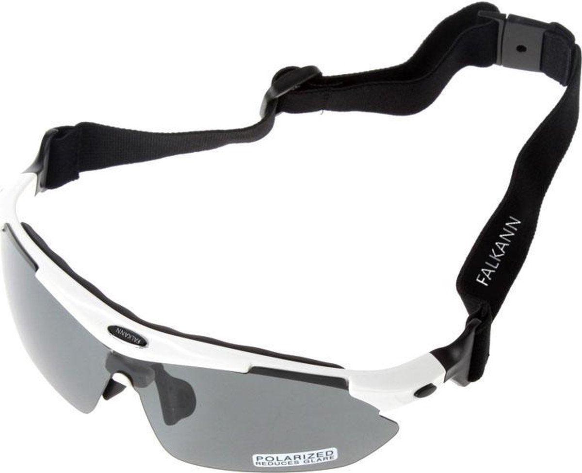 Falkann Basics Fietsbril Set - Sportbril met 5 Verwisselbare Lenzen Inclusief Gepolariseerde Lens - Wit - FALKANN