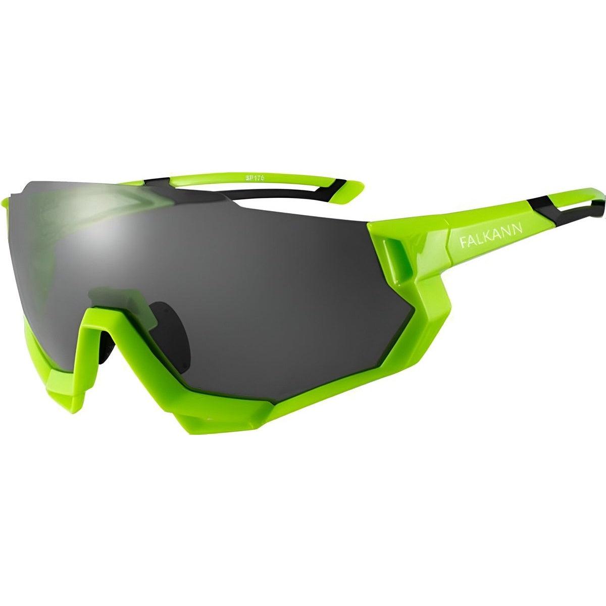 Falkann Rush Fietsbril Set - Sportbril met 5 Verwisselbare Lenzen Inclusief Gepolariseerde Lens - Lime - FALKANN